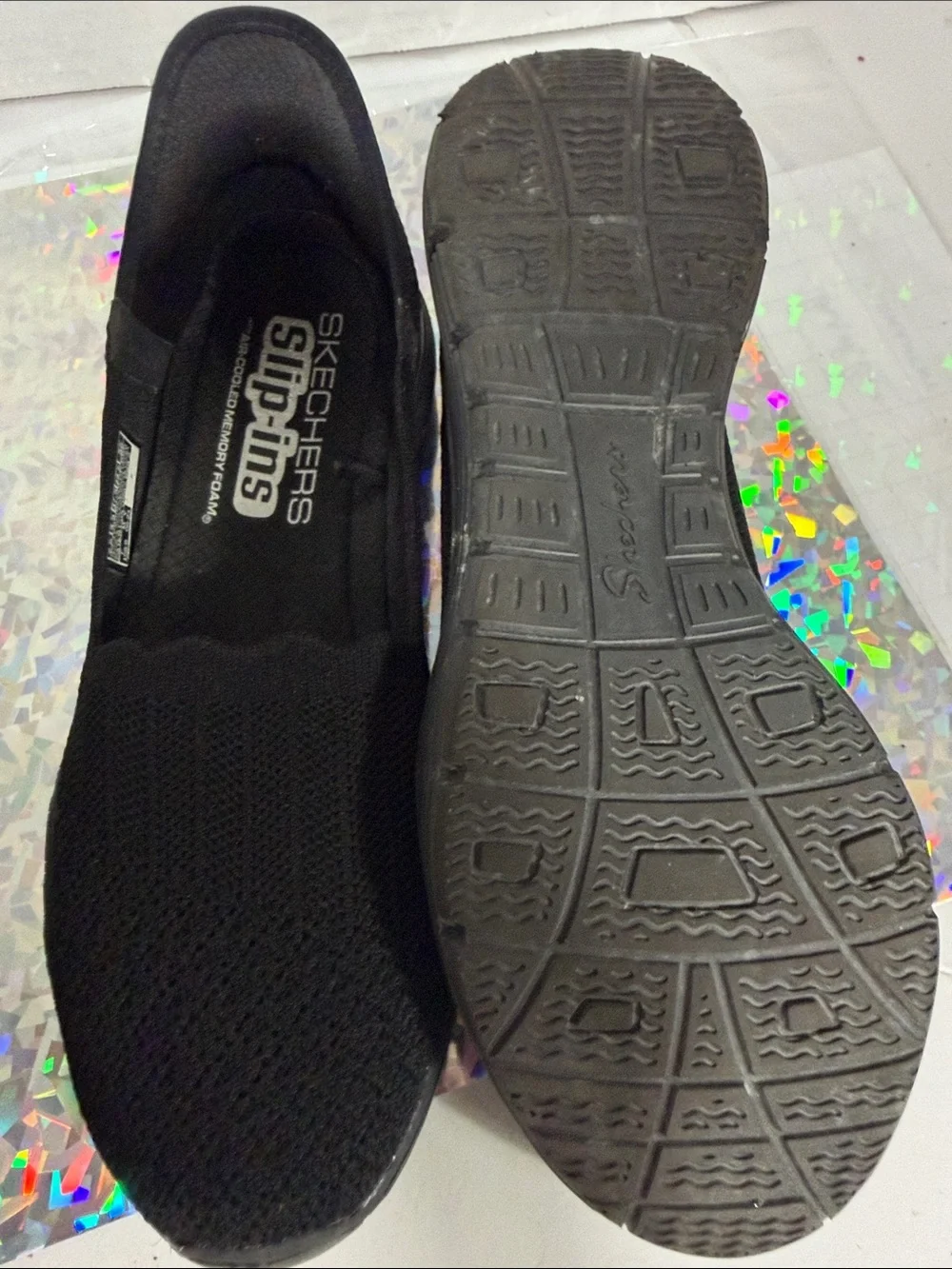 Skechers Black Slip-On Knit Flats for Women